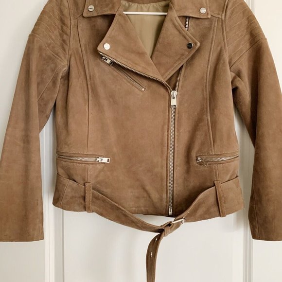 Lamarque Jackets & Blazers - Women's LAMARQUE Brown Suede Leather Moto Jacket